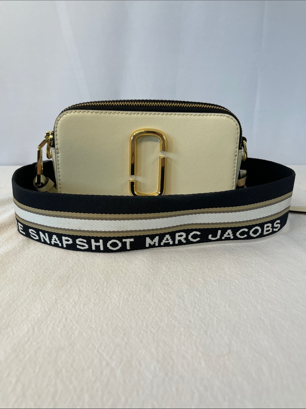 Marc Jacobs Snapshot Black Cream Colorblock Leather Crossbody Camera Bag